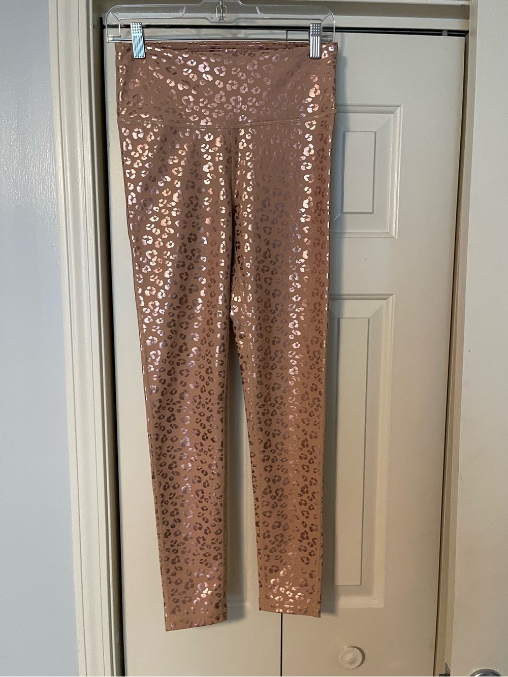 Pink and Rose Gold Metallic Leopard Leggings
